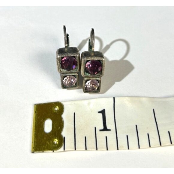 Sterling Silver Drop Earrings With Purple & Pink Gemstones - Picture 9 of 9